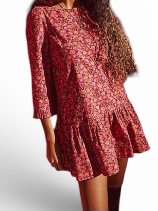 Free People Dresses & Skirts - Free people The Avenue Mini Dress Floral Printed Ruffle
Cutout Scoop Neck New